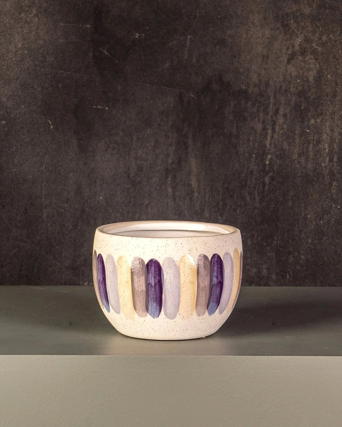 Ceramic Pot Blue Brush Strokes