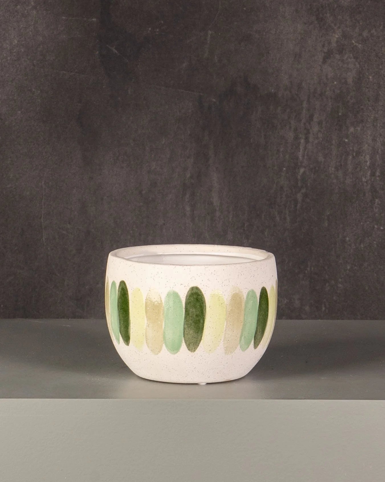 Ceramic Pot Green Brush Strokes