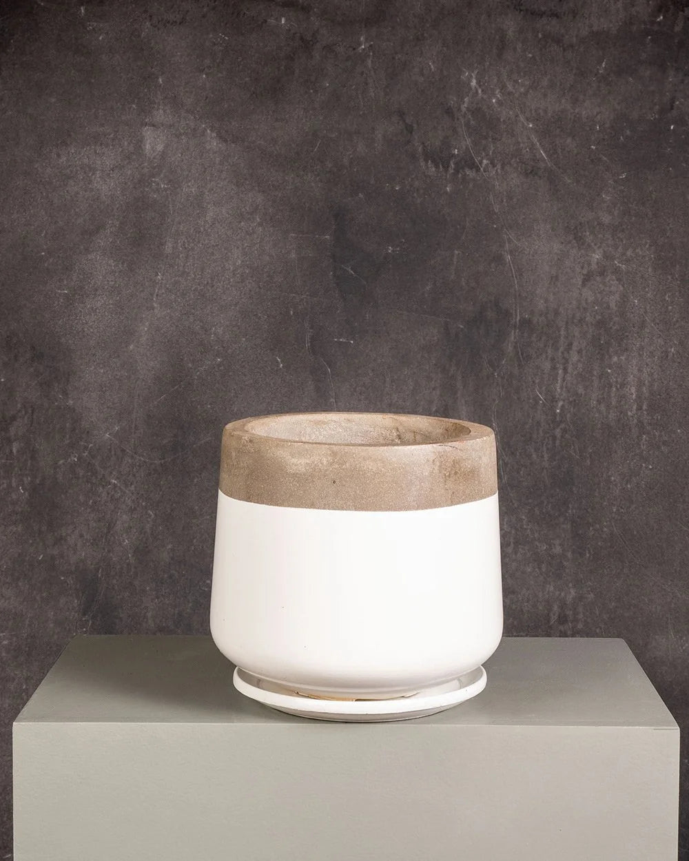 Concrete Pot White Gloss Tapered