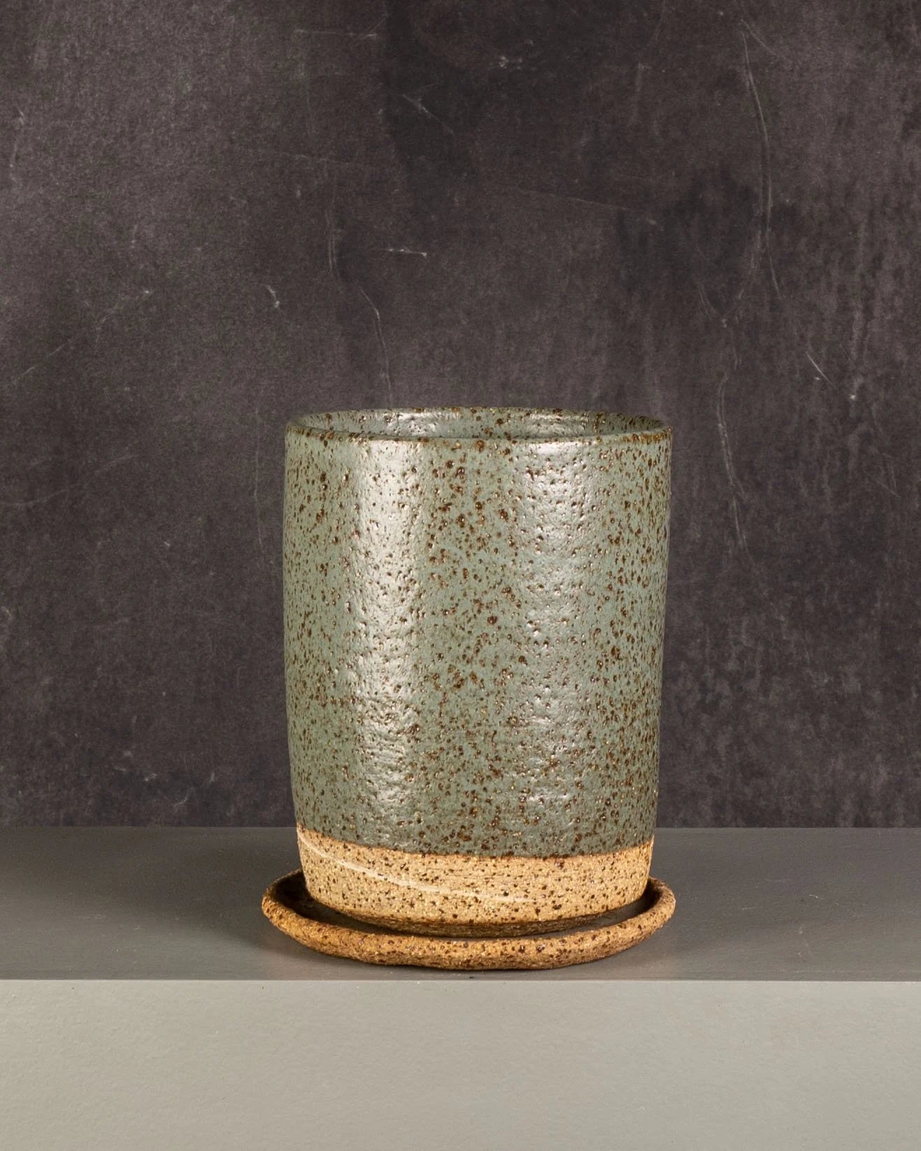 Ceramic Pot Olive Green/Wheat