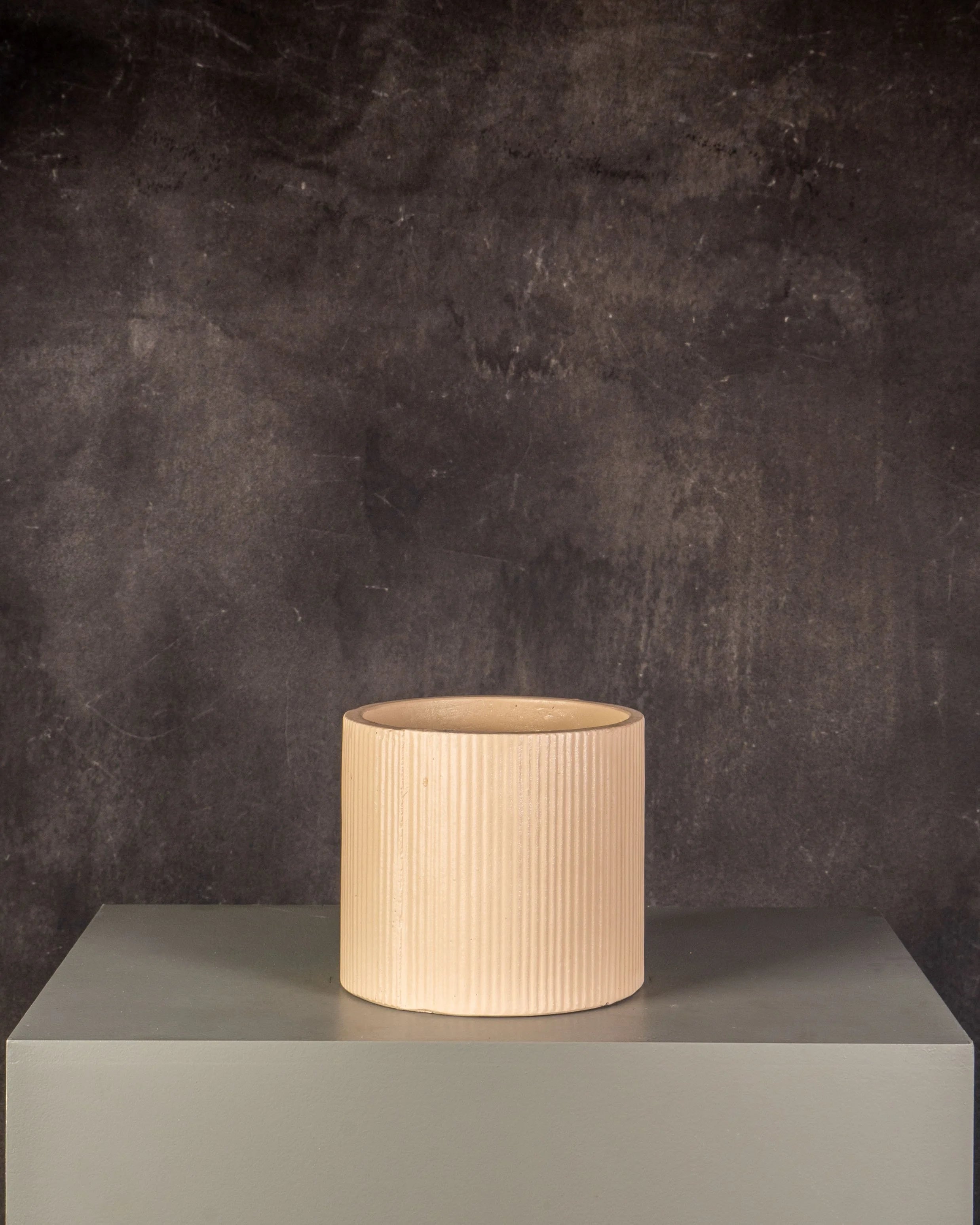 Ceramic Pot Pale Pink Vertical Ribs