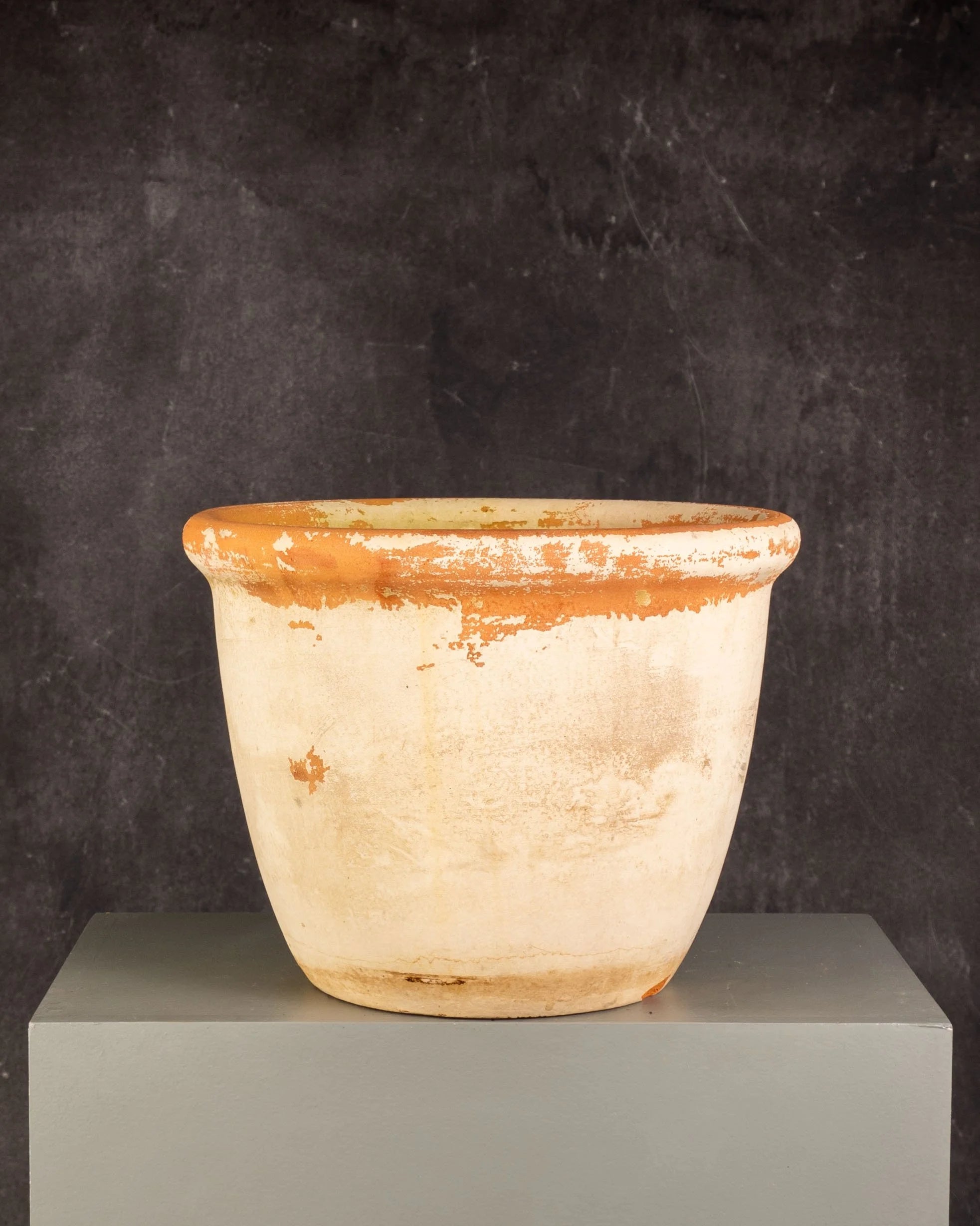 Terracotta Pot Yellow Patinated Vintage