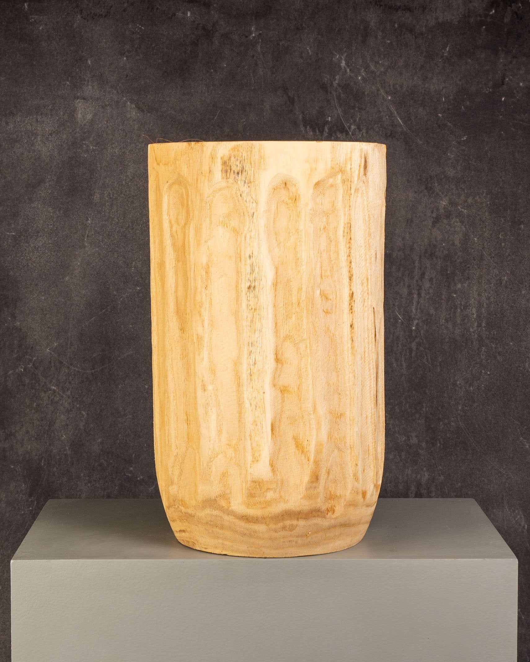 Wooden Pot Rough Carved