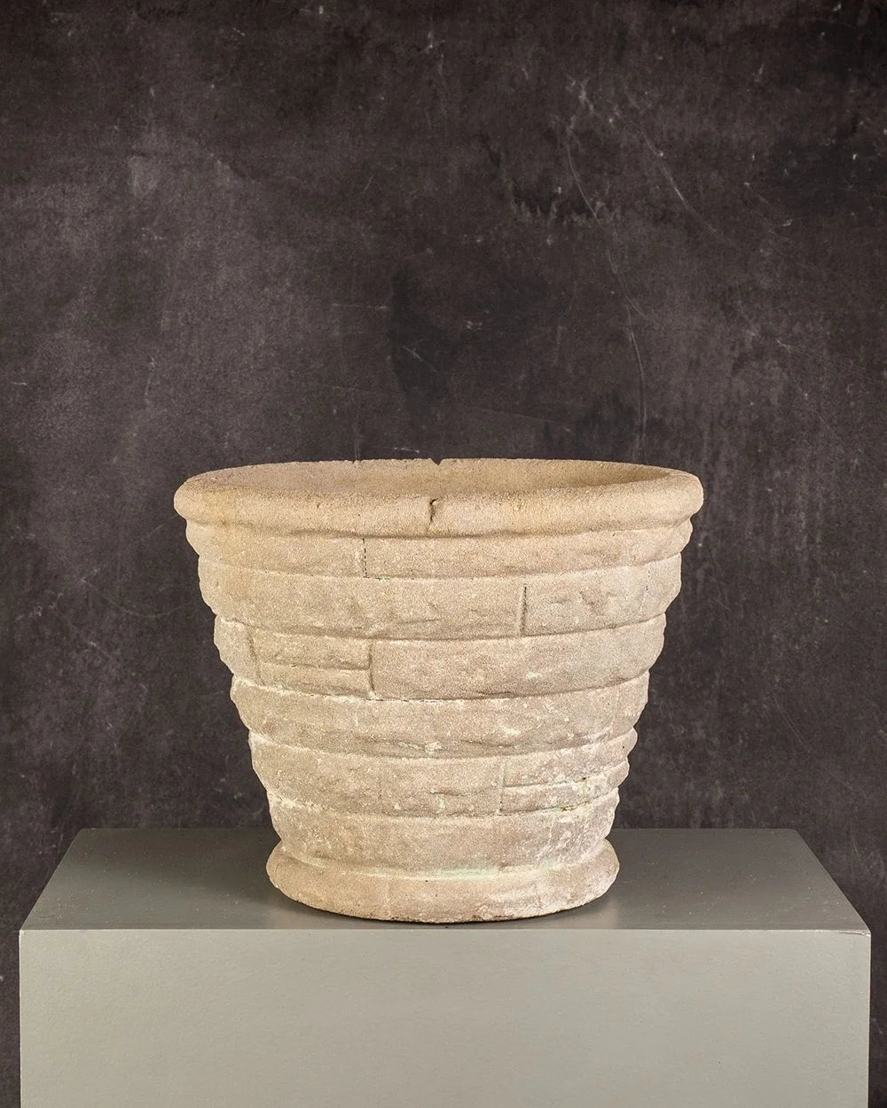 Concrete Pot Brick Pattern Vintage